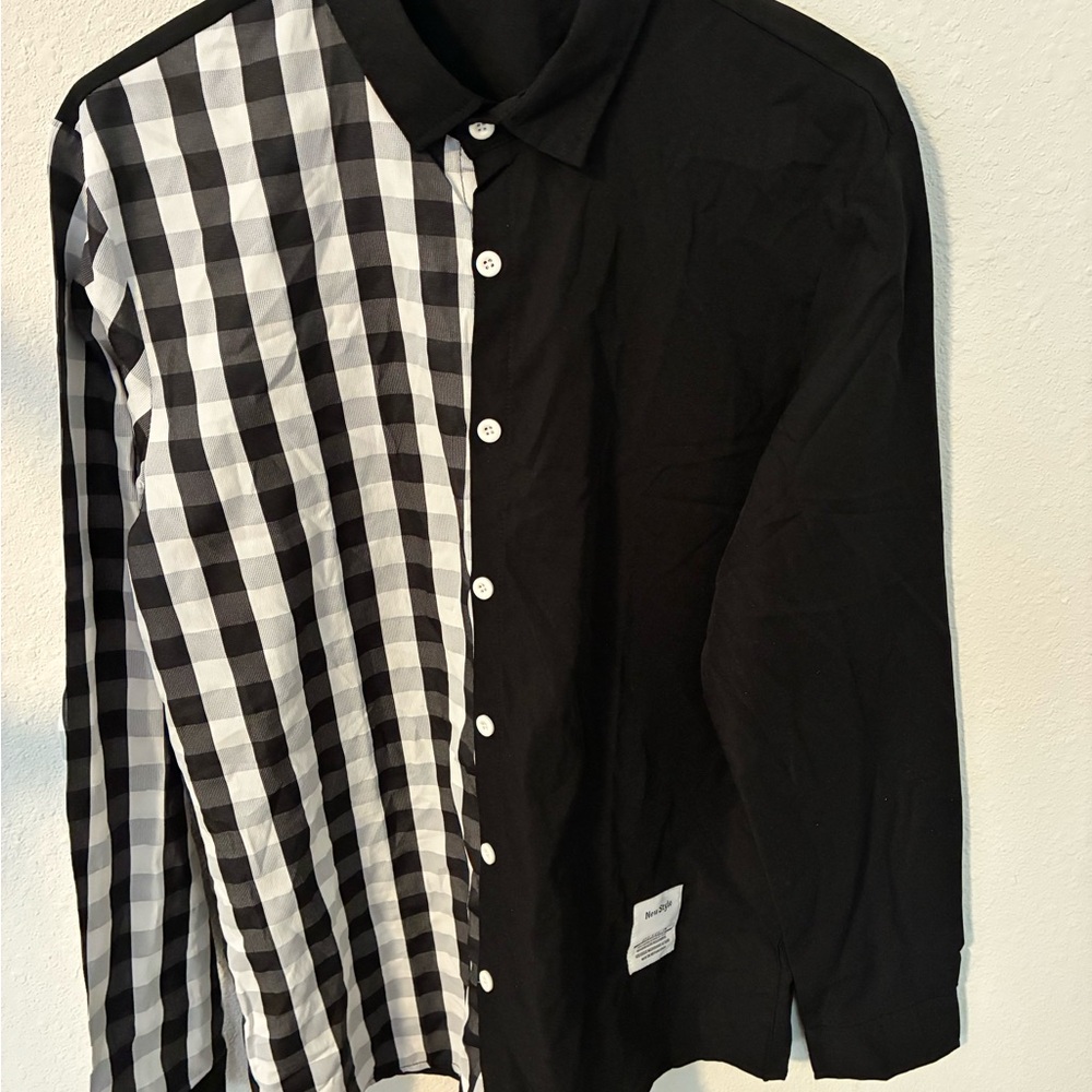 Black and White Checkered Men's Shirt